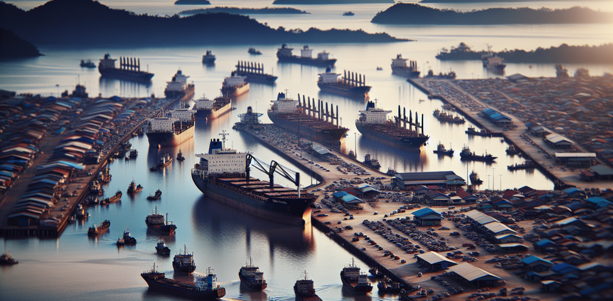 alt_text: Pelabuhan Batu Ampar, pusat peningkatan ekspor Kepulauan Riau dengan aktivitas kapal-kapal.