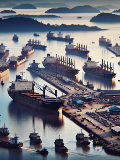 alt_text: Pelabuhan Batu Ampar, pusat peningkatan ekspor Kepulauan Riau dengan aktivitas kapal-kapal.