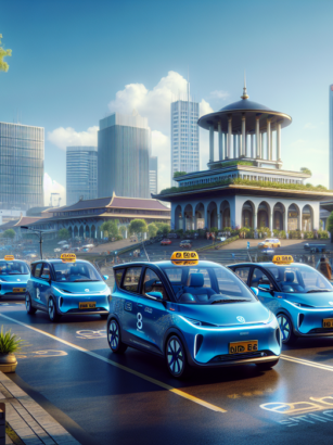 alt_text: Taksi listrik mulai beroperasi di Bandung Raya, simbol kemajuan transportasi ramah lingkungan.