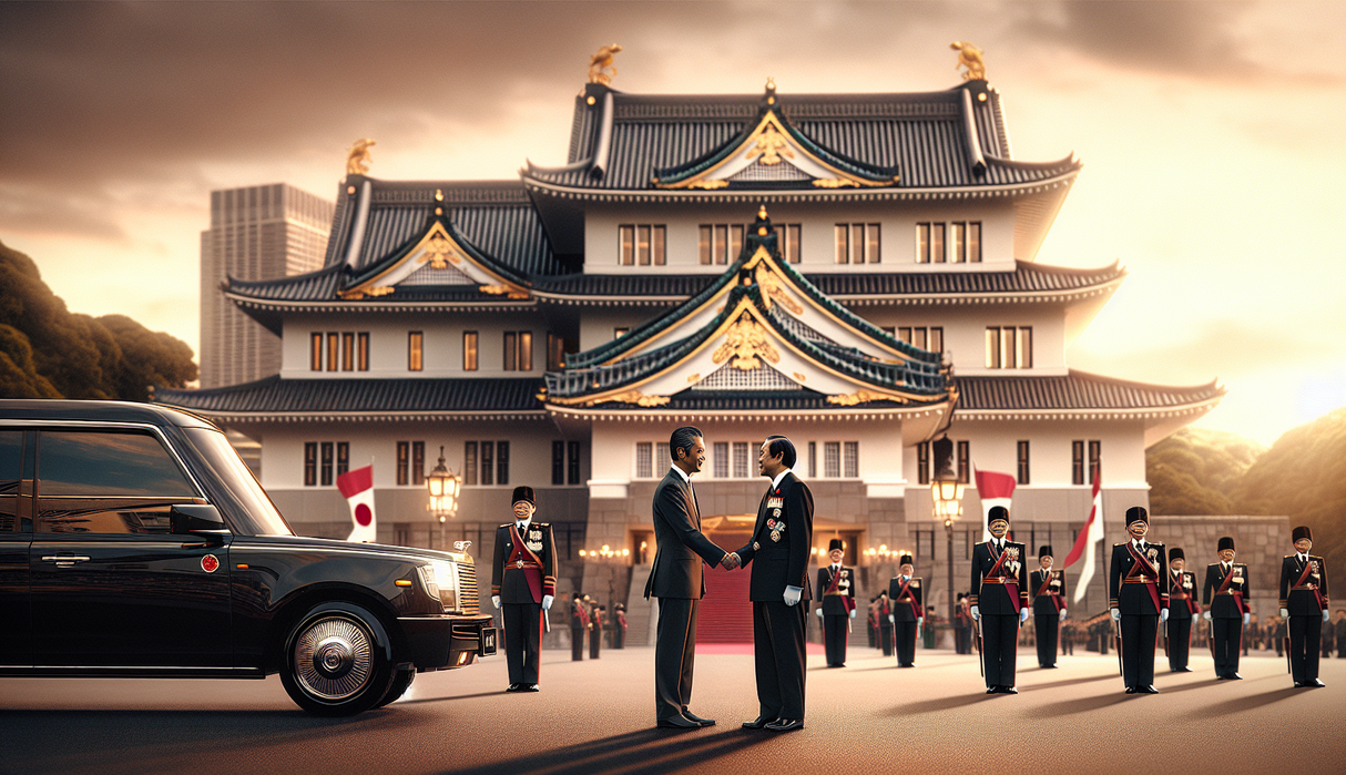 alt_text: Prabowo di istana Jepang, berdiplomasi, mengeksplorasi budaya, dan membahas isu diabetes.