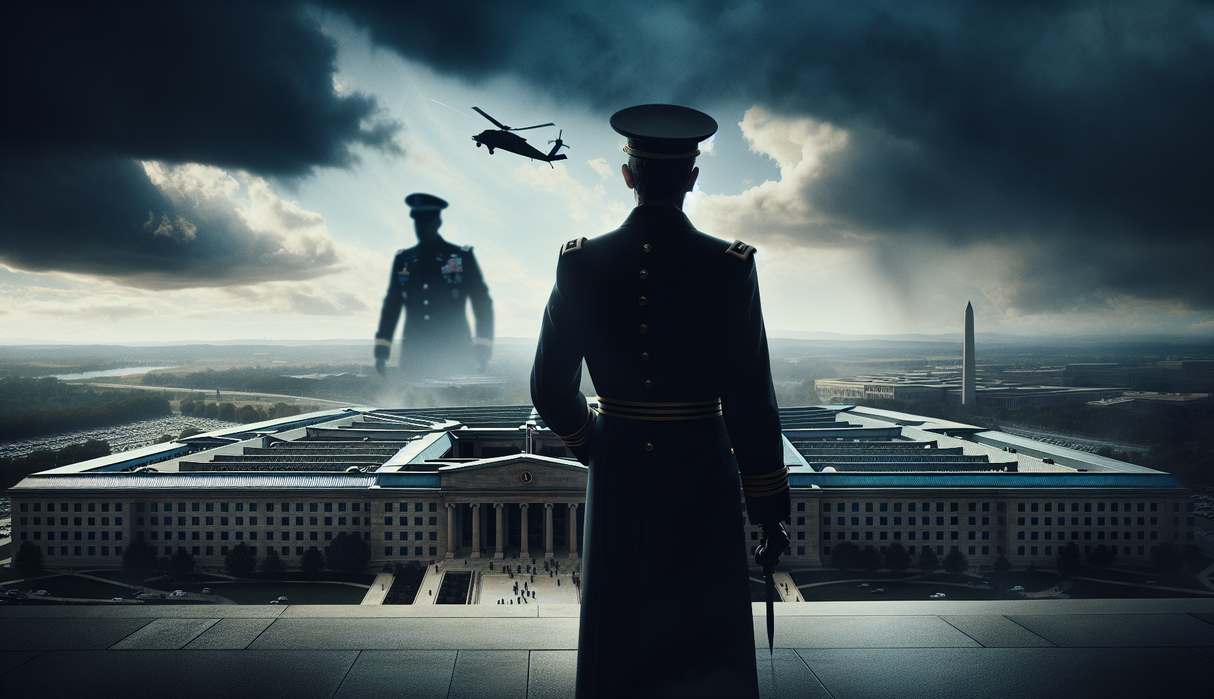 alt_text: Pentagon terguncang, simbolisasi ketegangan geopolitik dan bayangan perjalanan global.