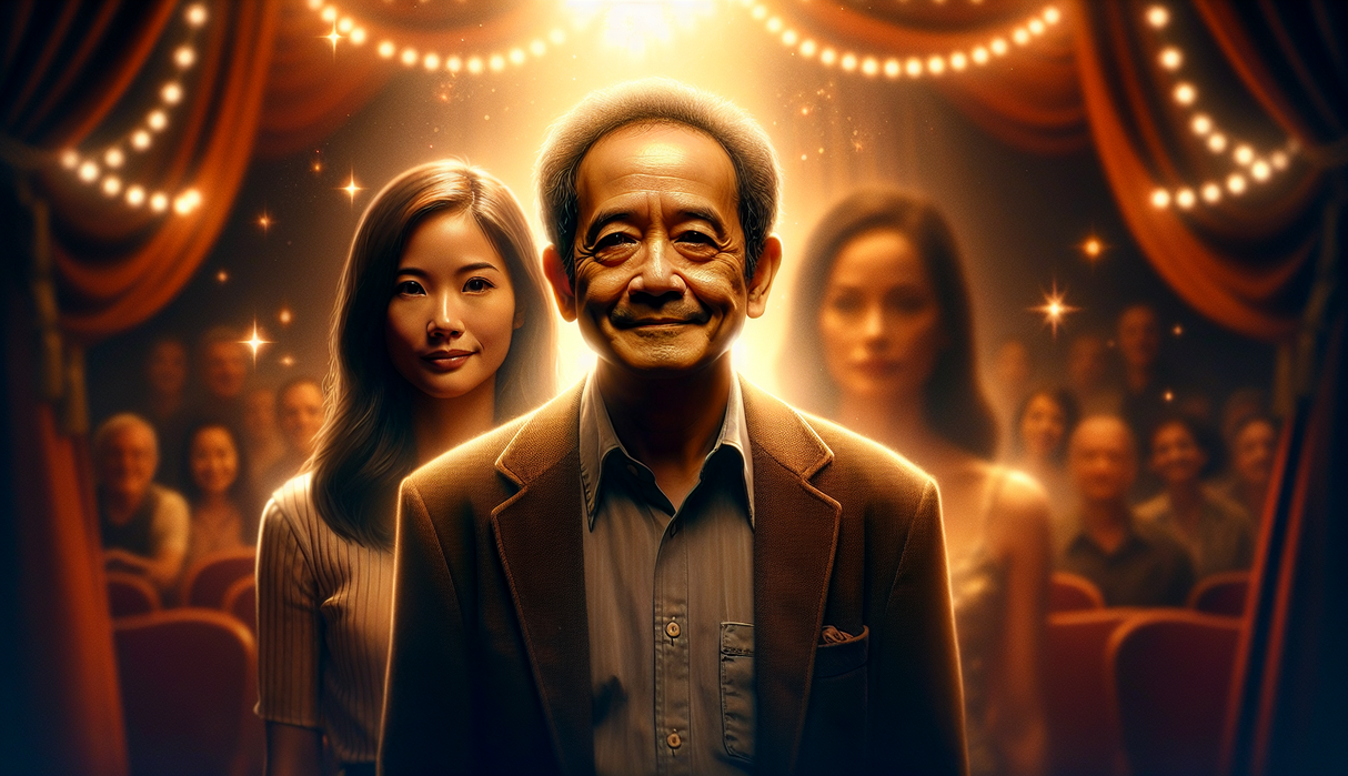 alt_text: Pak Tarno memasarkan produk cinta pada usia lanjut dengan semangat dan senyuman.