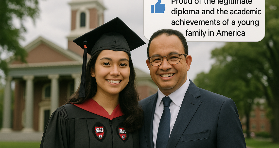alt_text: Mutiara Baswedan merayakan wisuda di Harvard, memegang ijazah dengan bangga.