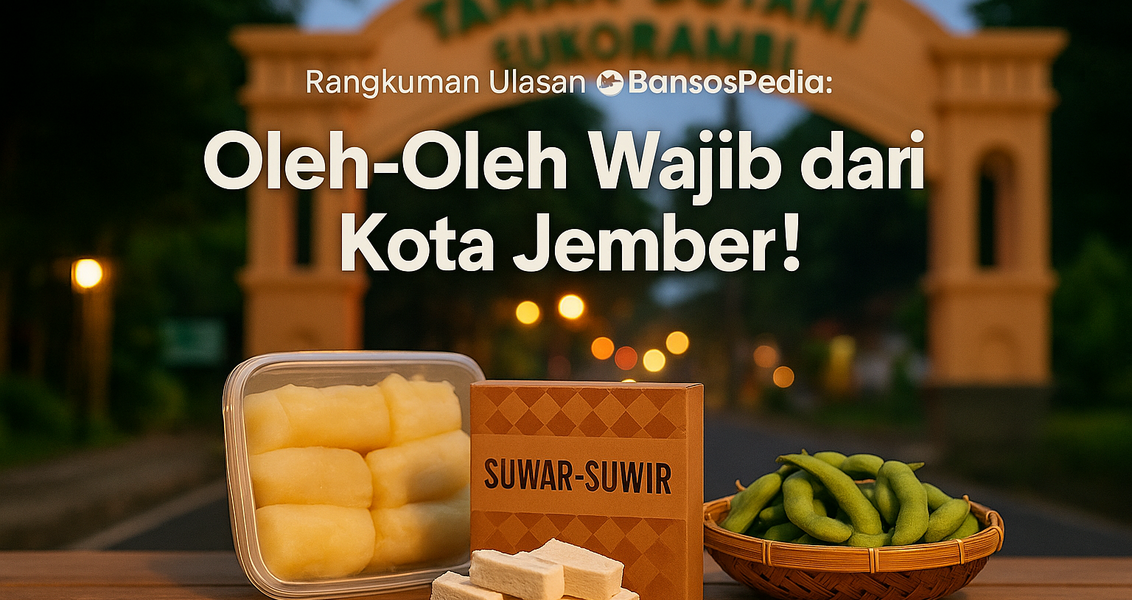 alt_text: "Oleh-oleh khas Jember dan pakaian muslim wanita stylish dipajang dengan menarik."