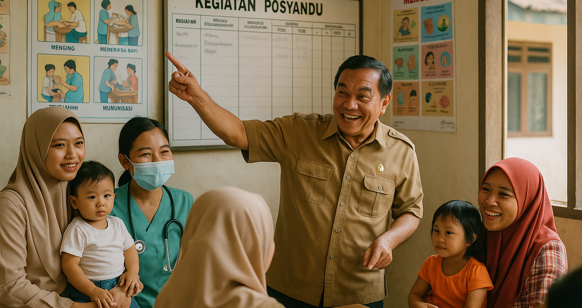 "alt_text": "Infografis penguatan posyandu sebagai garda terdepan layanan kesehatan dasar."