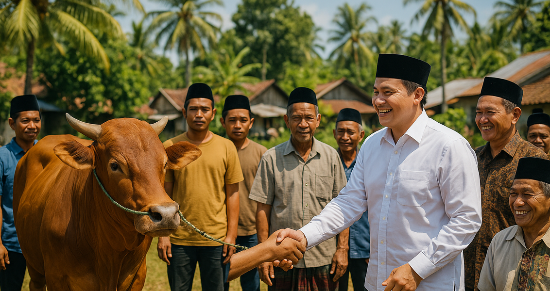 alt_text: Sapi kurban Presiden Prabowo membuat warga Seluma terkesan dan kagum.