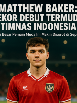 alt_text: Mathew Baker merayakan rekor baru bersama Timnas dengan kegembiraan dan semangat.