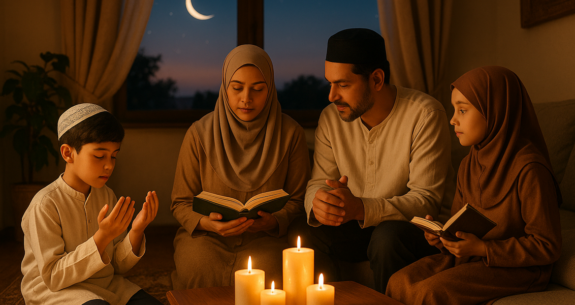 alt_text: "Suasana malam tenang di jalan, lampu menerangi, menandai awal tahun baru Islam 1 Muharram."