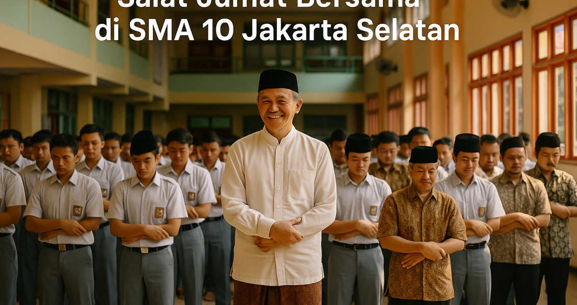 "alt_text": "Orang-orang sedang salat Jumat di Sekolah Rakyat, ruang hening di Jakarta."