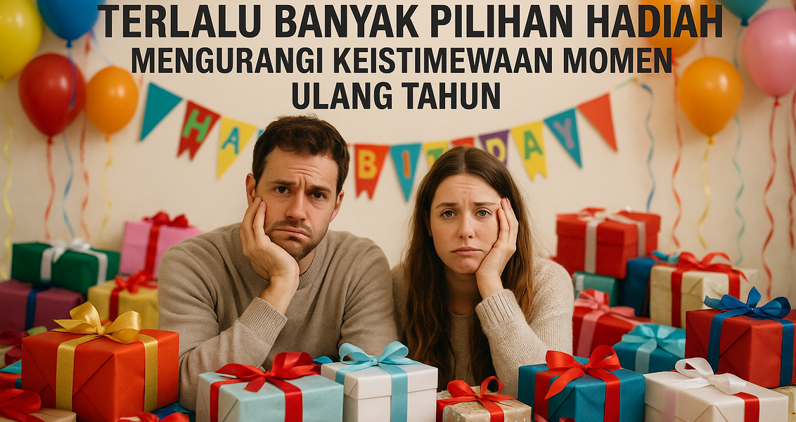 Tumpukan kado beragam, bingung memilih. Terlalu banyak opsi bikin kehilangan makna.